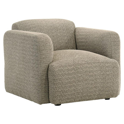 Dorset Brown Fabric Upholstered Round Track Arm Accent Chair