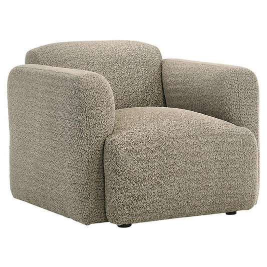 Dorset Brown Fabric Upholstered Round Track Arm Accent Chair