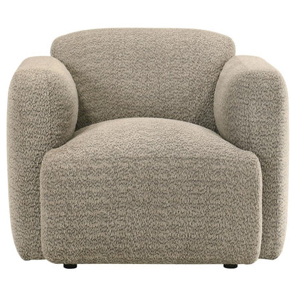 Dorset Brown Fabric Upholstered Round Track Arm Accent Chair