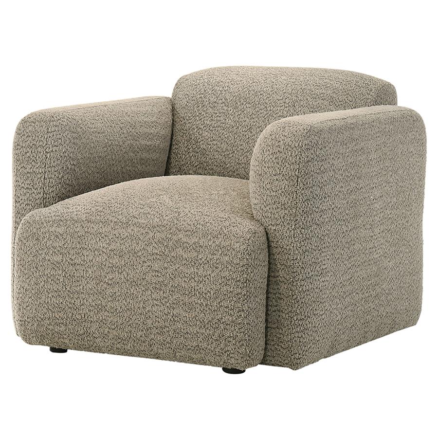 Dorset Brown Fabric Upholstered Round Track Arm Accent Chair