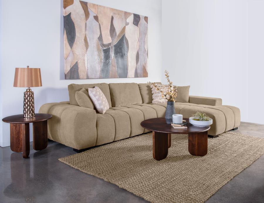 Octavia Camel Upholstered Sectional Sofa with Chaise – Modern Lounge Comfort