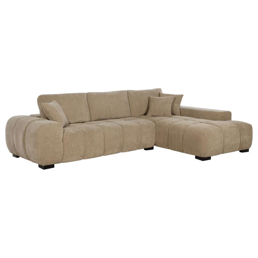 Octavia Camel Upholstered Sectional Sofa with Chaise – Modern Lounge Comfort