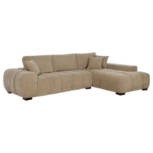 Octavia Camel Upholstered Sectional Sofa with Chaise – Modern Lounge Comfort