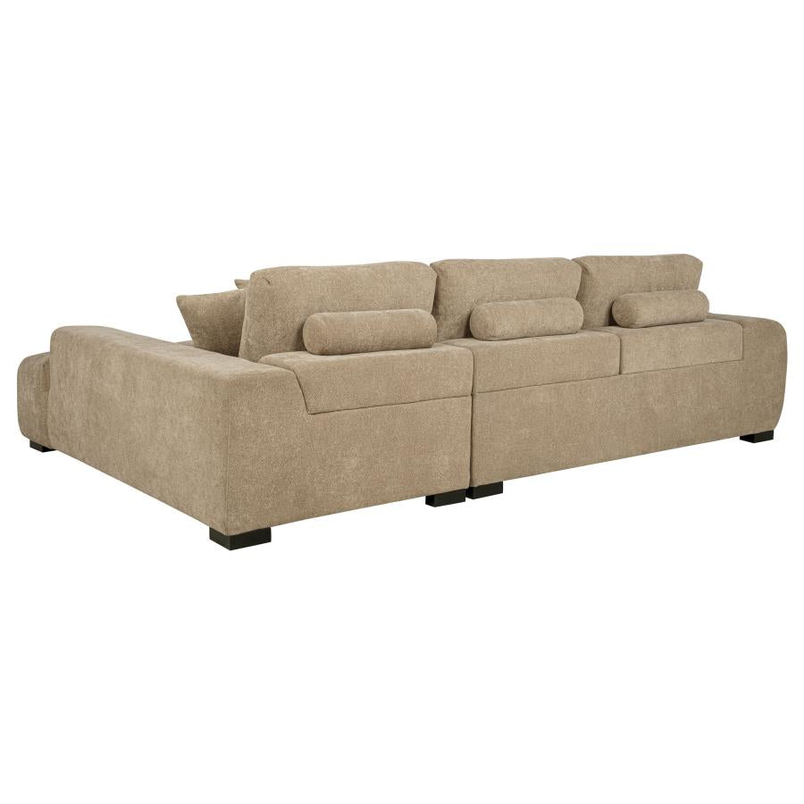 Octavia Camel Upholstered Sectional Sofa with Chaise – Modern Lounge Comfort