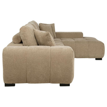 Octavia Camel Upholstered Sectional Sofa with Chaise – Modern Lounge Comfort