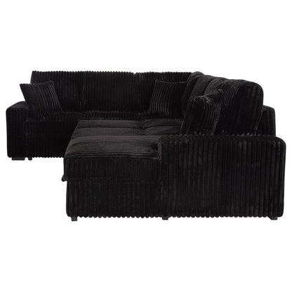 Devonshire Black Sleeper Sectional Sofa with Storage Chaise - Space-Saving Comfort