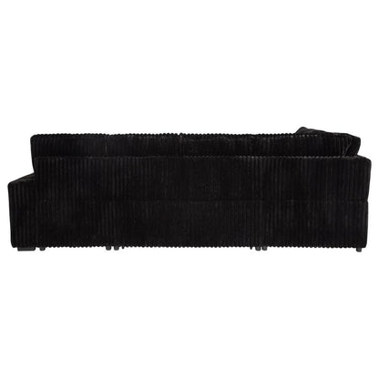 Devonshire Black Sleeper Sectional Sofa with Storage Chaise - Space-Saving Comfort
