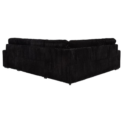Devonshire Black Sleeper Sectional Sofa with Storage Chaise - Space-Saving Comfort