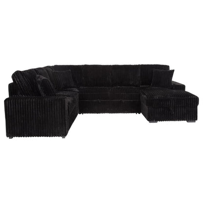 Devonshire Black Sleeper Sectional Sofa with Storage Chaise - Space-Saving Comfort