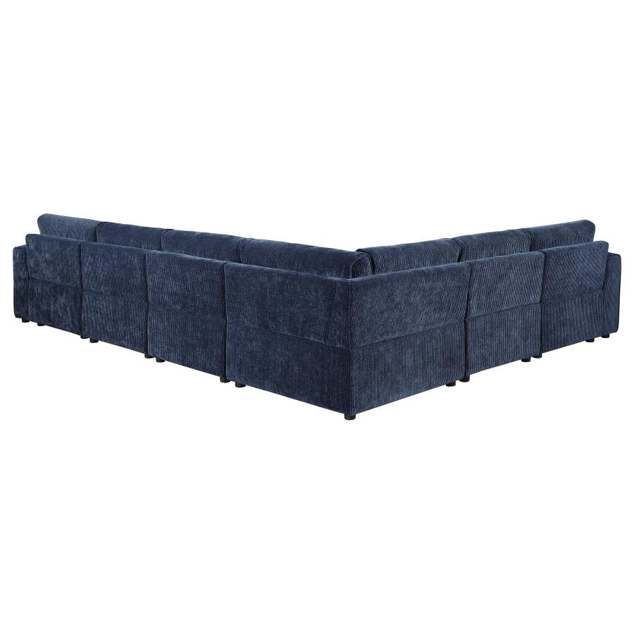 Atlantic 6-Piece Upholstered Modular Sectional Sofa – Blue Fabric Seating
