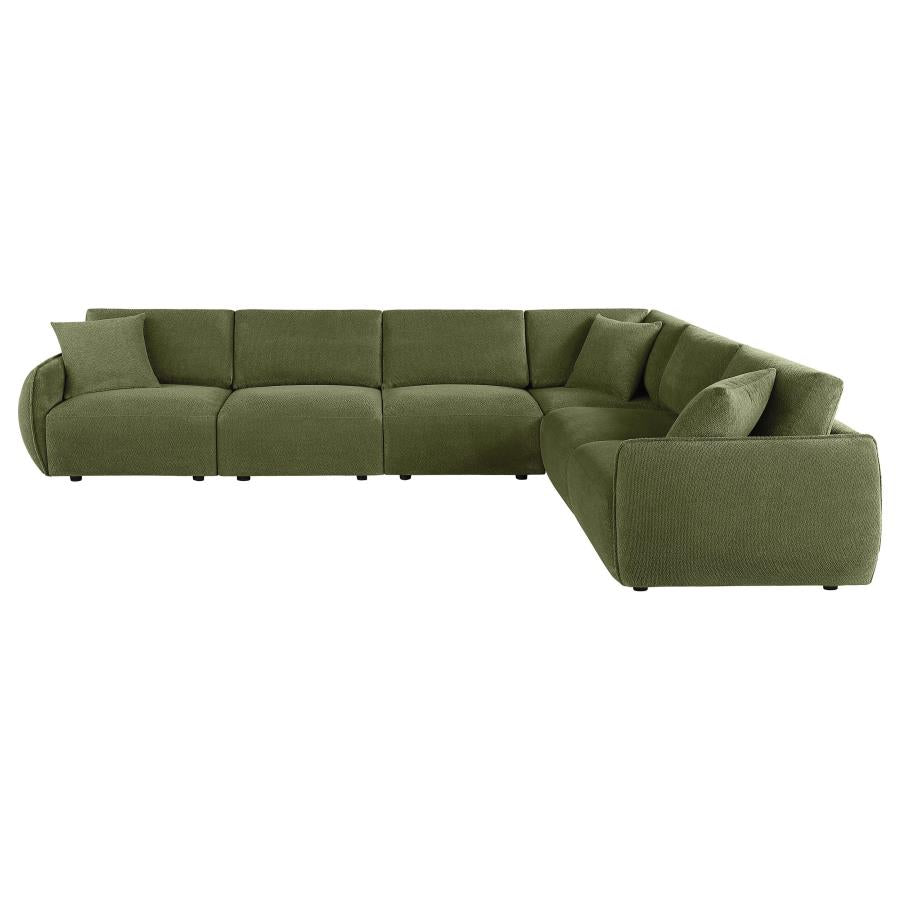Elysia 6 Piece Green Chenille Upholstered Modular Sectional Sofa
