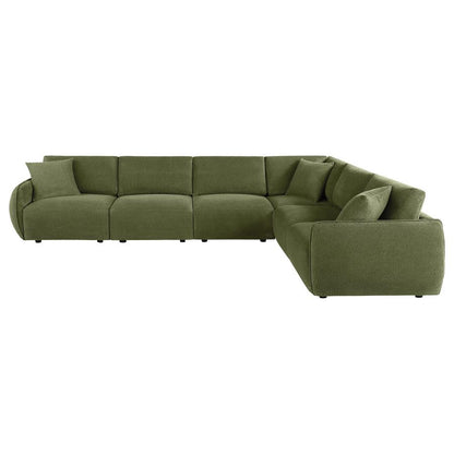 Elysia 6 Piece Green Chenille Upholstered Modular Sectional Sofa