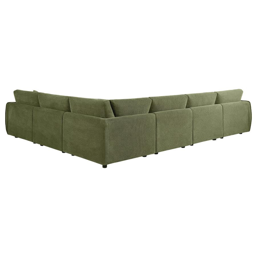 Elysia 6 Piece Green Chenille Upholstered Modular Sectional Sofa