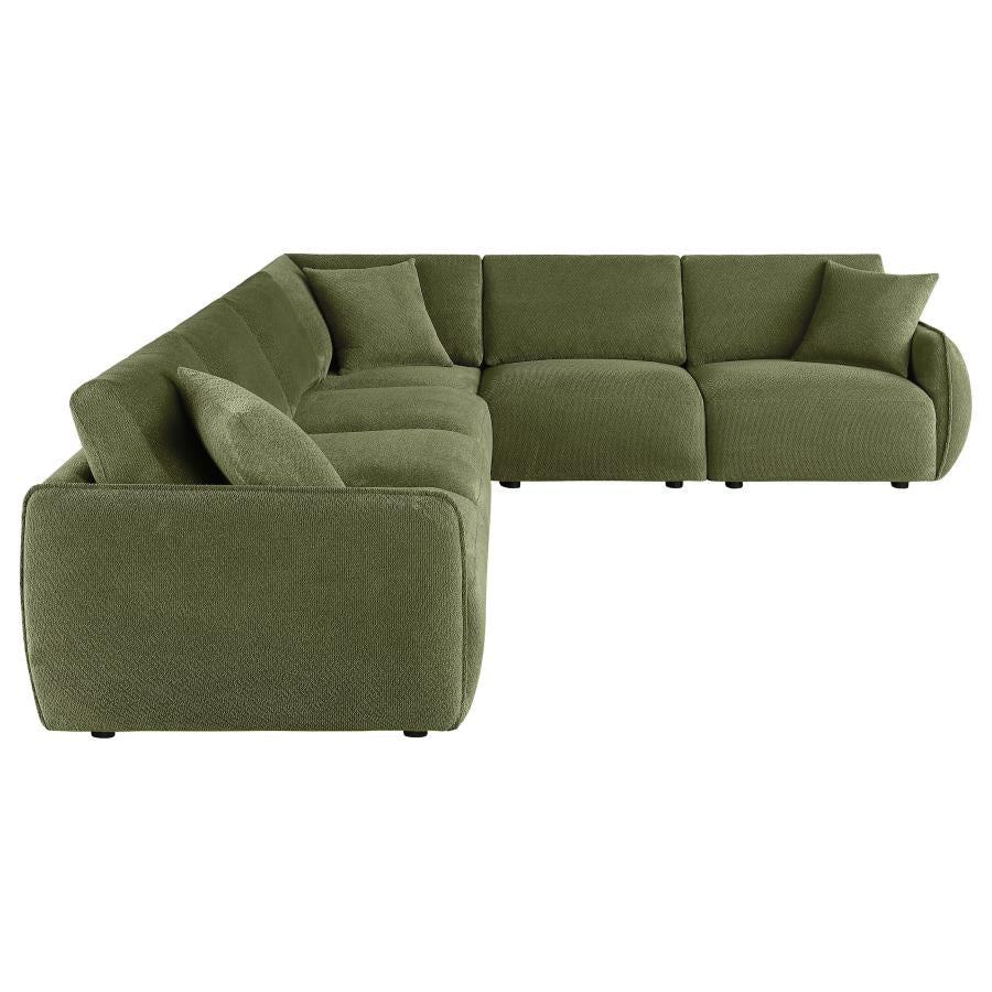 Elysia 6 Piece Green Chenille Upholstered Modular Sectional Sofa