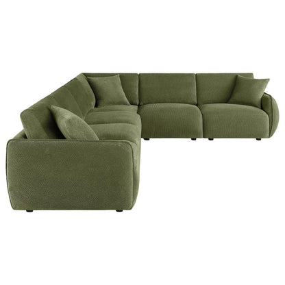 Elysia 6 Piece Green Chenille Upholstered Modular Sectional Sofa