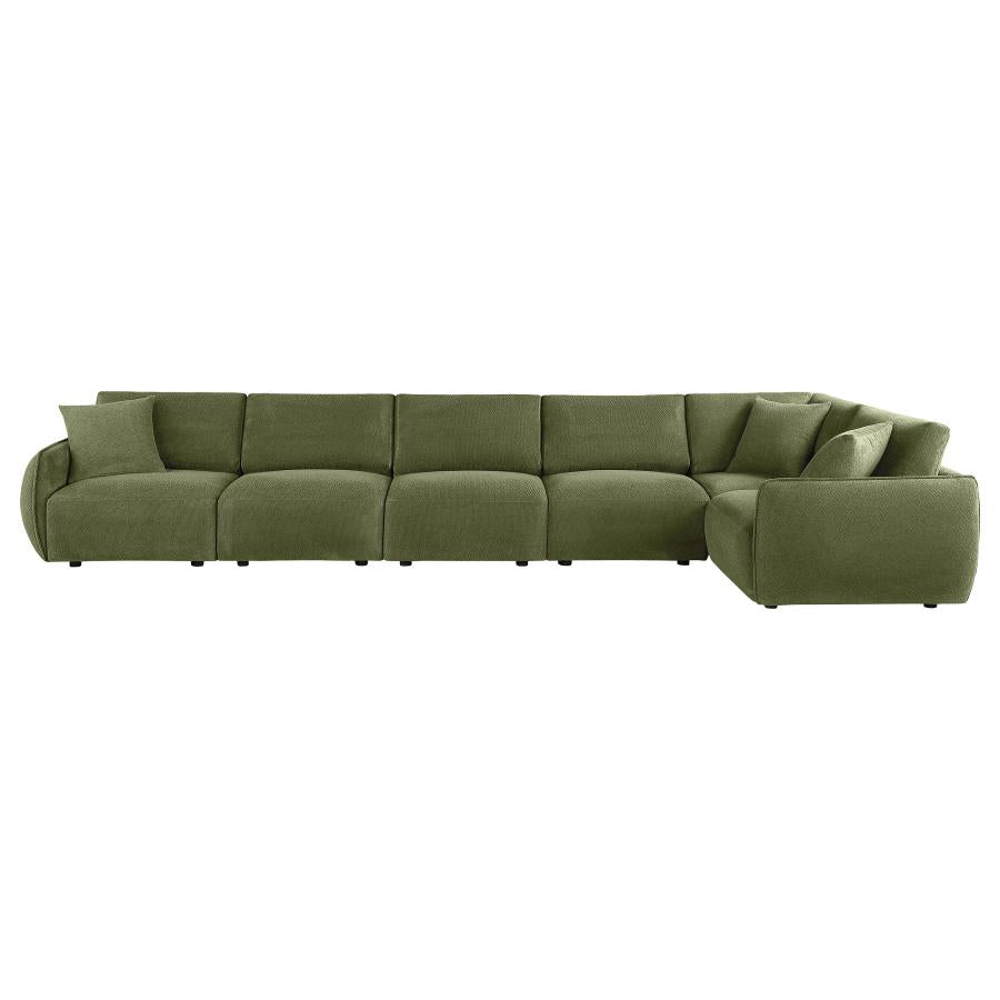 Elysia 6 Piece Green Chenille Upholstered Modular Sectional Sofa
