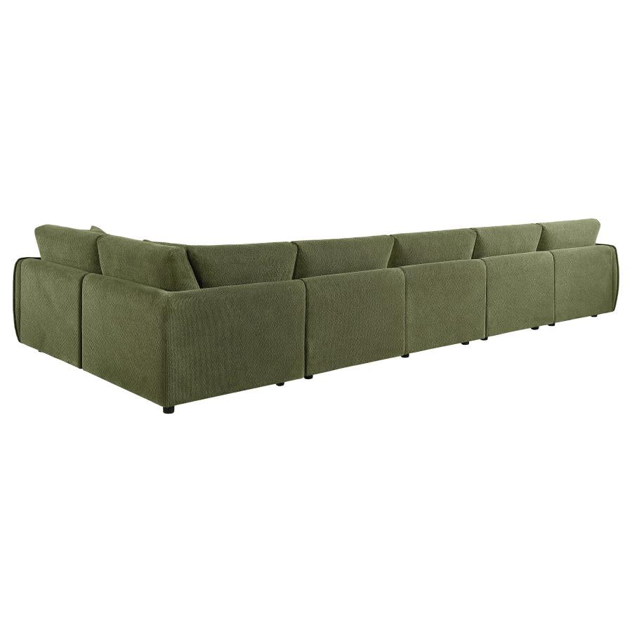 Elysia 6 Piece Green Chenille Upholstered Modular Sectional Sofa