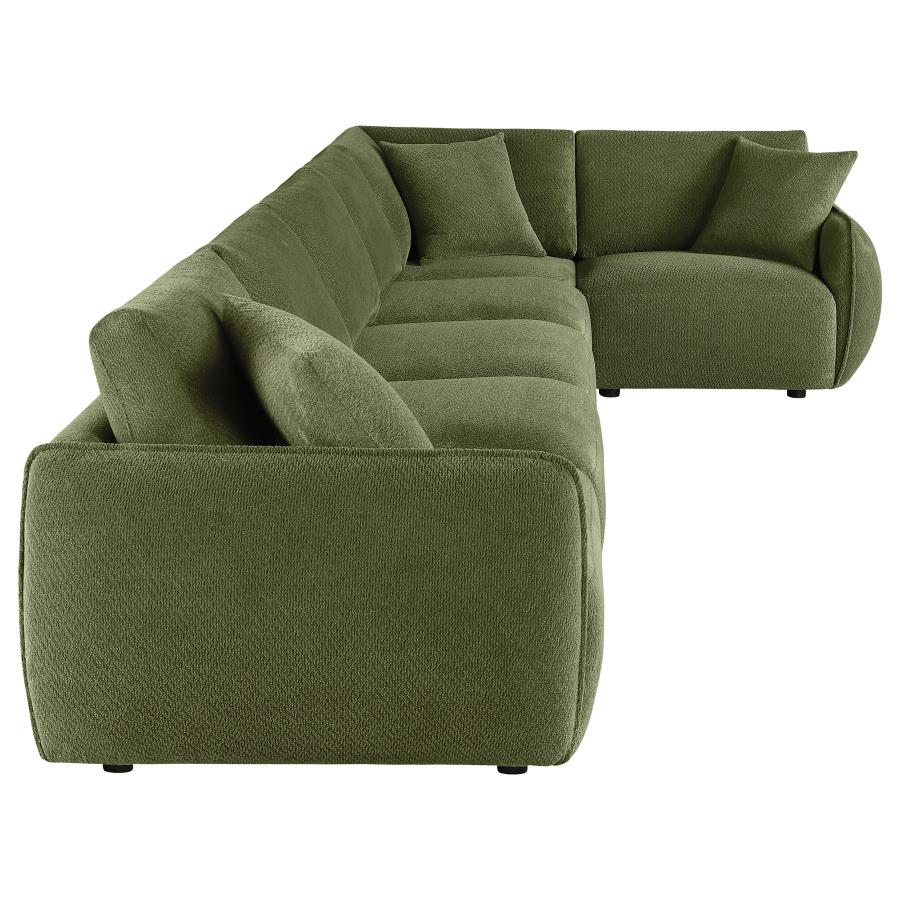 Elysia 6 Piece Green Chenille Upholstered Modular Sectional Sofa