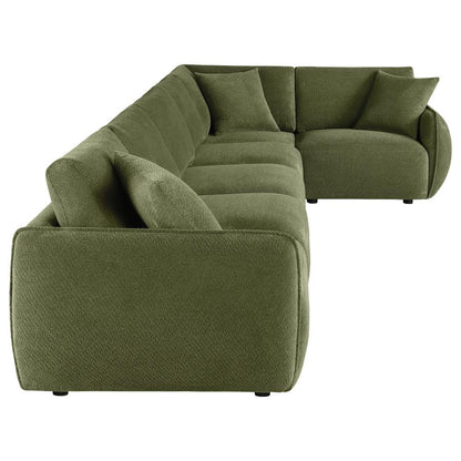 Elysia 6 Piece Green Chenille Upholstered Modular Sectional Sofa