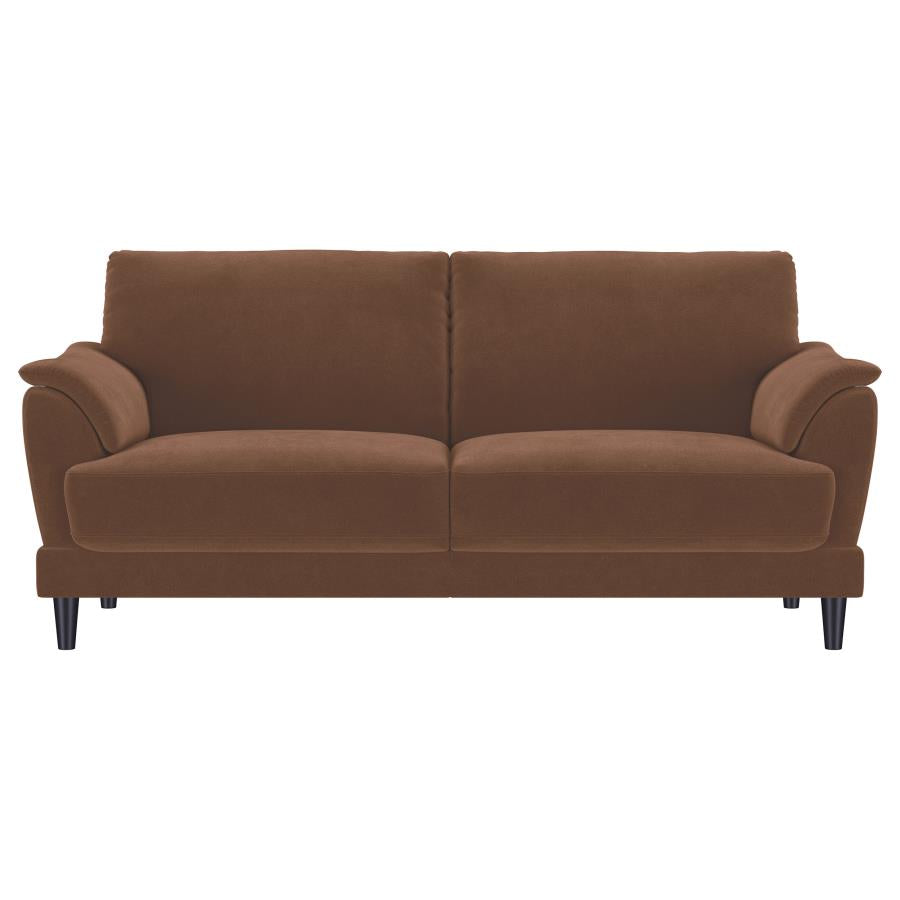 Selma 2 Piece Rust Velvet Upholstered Crescent Arm Sofa Set