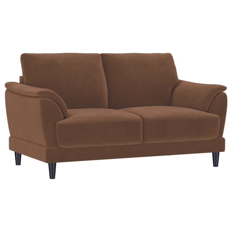 Selma 2 Piece Rust Velvet Upholstered Crescent Arm Sofa Set