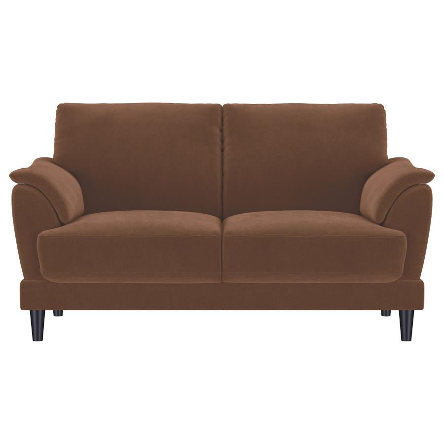 Selma 2 Piece Rust Velvet Upholstered Crescent Arm Sofa Set