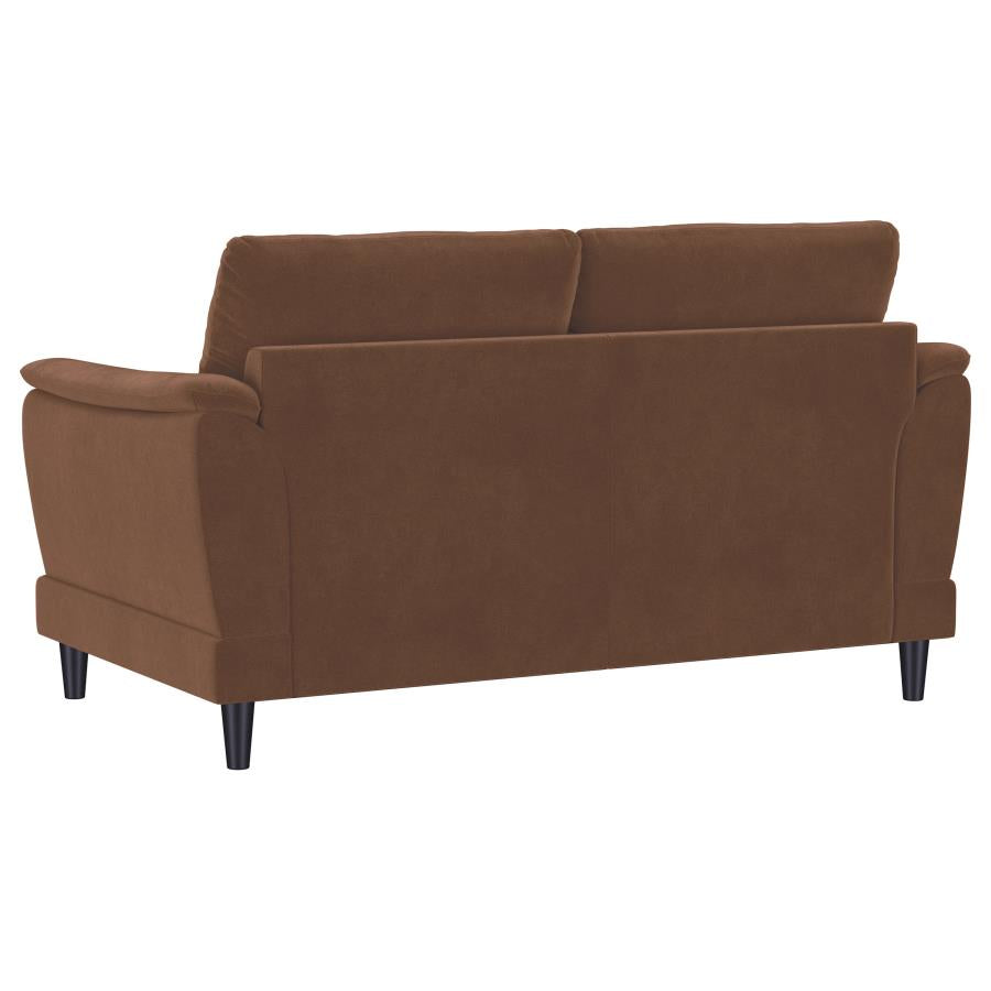 Selma 2 Piece Rust Velvet Upholstered Crescent Arm Sofa Set