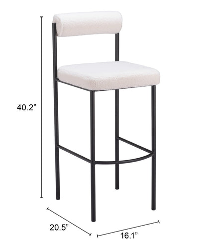 Livorno Barstool Set of 2 - Ivory Stylish and Comfortable Barstools for Modern Kitchens and Home Bars