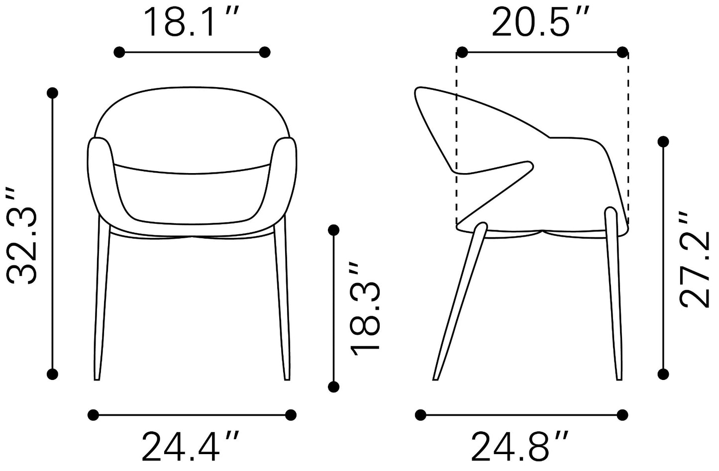 Limay Dining Chair (Set of 2) Beige & Walnut