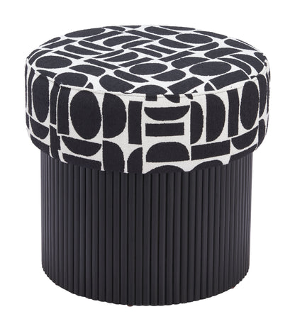 Boto Storage Ottoman Black & White – Chic and Practical Black & White Storage Ottoman for Living Room or Bedroom Decor