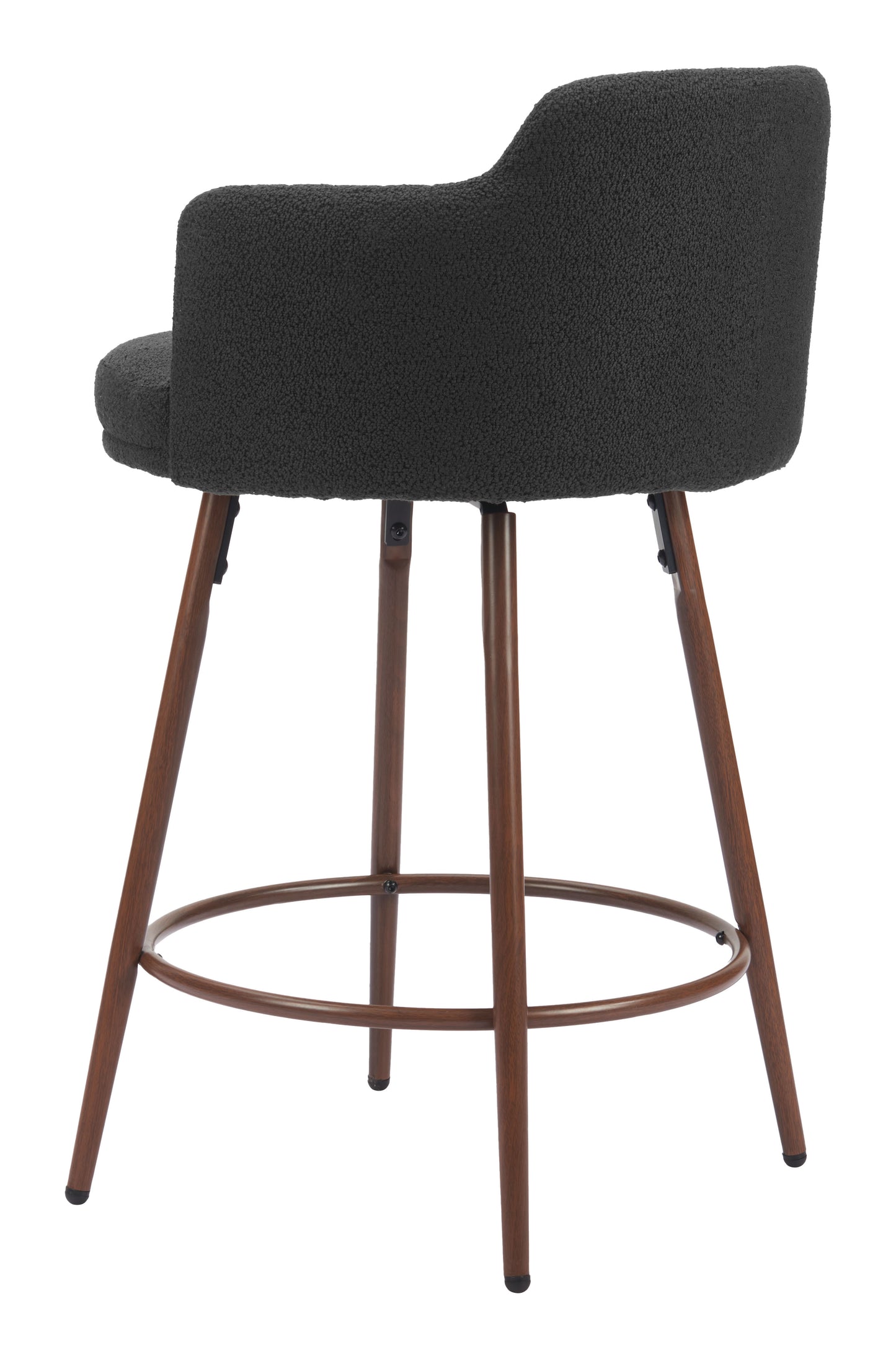 Kono Swivel Counter Stool (Set of 2) Black & Walnut