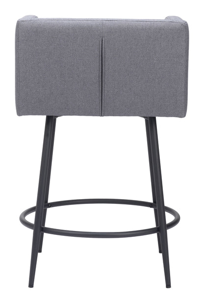 Horbat Counter Stool Set of 2 - Gray Stylish and Comfortable Upholstered Stools for Modern Kitchens and Dining Areas