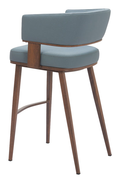 Poise Barstool (Set of 2) Azure Gray & Walnut