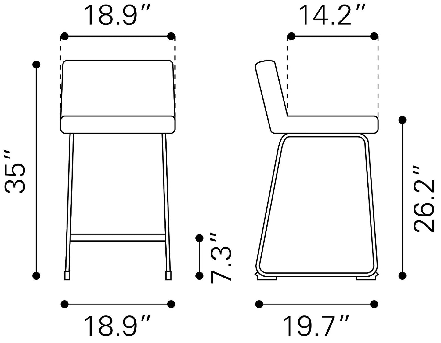 Pago Counter Stool (Set of 2)Gray