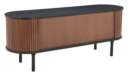 Koriana Entertainment Stand Black & Walnut – Modern Black & Walnut Entertainment Stand for Stylish Living Rooms