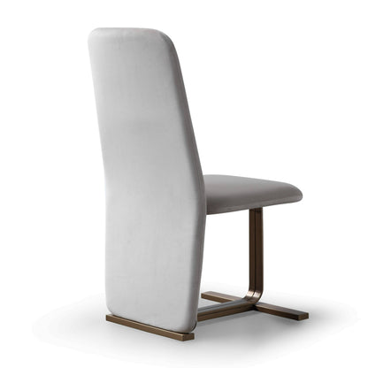 Modrest Tasha Modern Light Beige Grey Velvet and Brushed Brass Dining Chair Set of 2 for a Stylish and Elegant Dining Experience