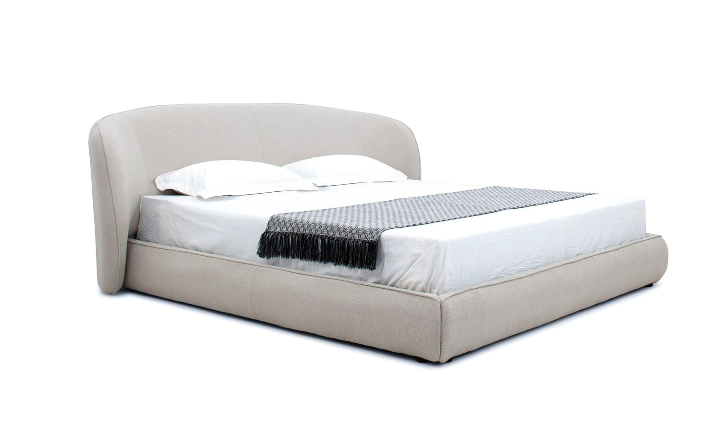 Modrest Lambert - Modern Beige Fabric Upholstered Bed