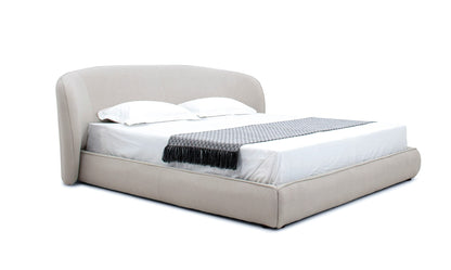 Modrest Lambert Modern Beige Fabric Upholstered Bed - Sleek & Comfortable Bedroom Design