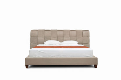 Modrest McKamey Modern Beige Fabric Bed - Elegant and Comfortable Bedroom Centerpiece