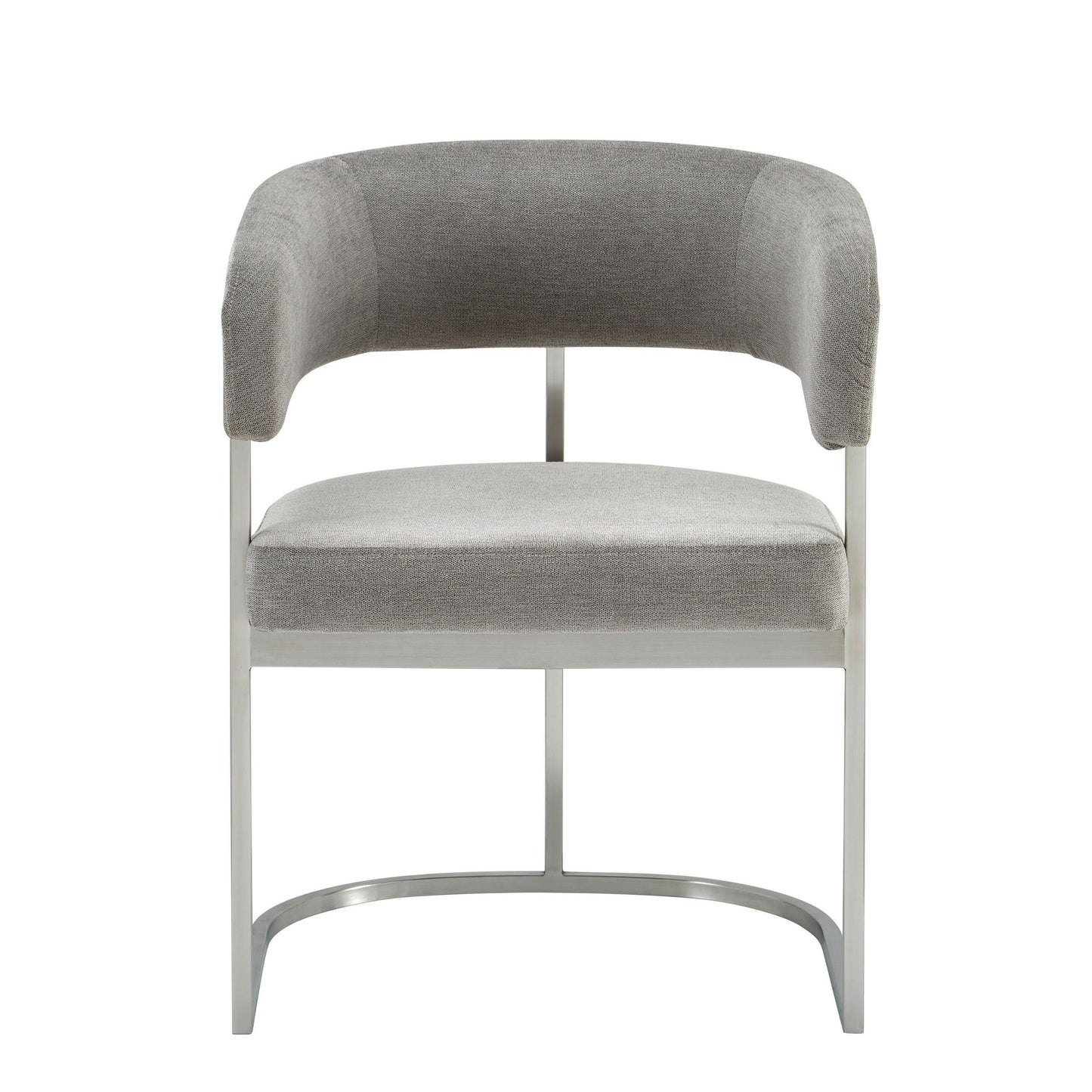 Modrest Sebastian Modern Grey Fabric Dining Chair with Stainless Steel Frame for Contemporary Dining Rooms