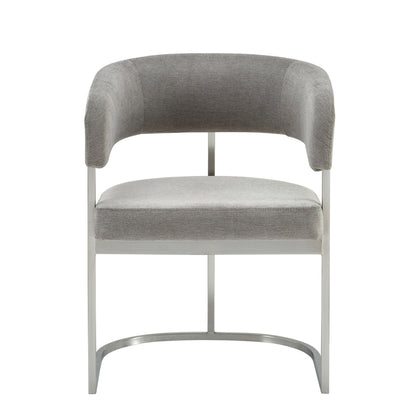 Modrest Sebastian Modern Grey Fabric Dining Chair with Stainless Steel Frame for Contemporary Dining Rooms