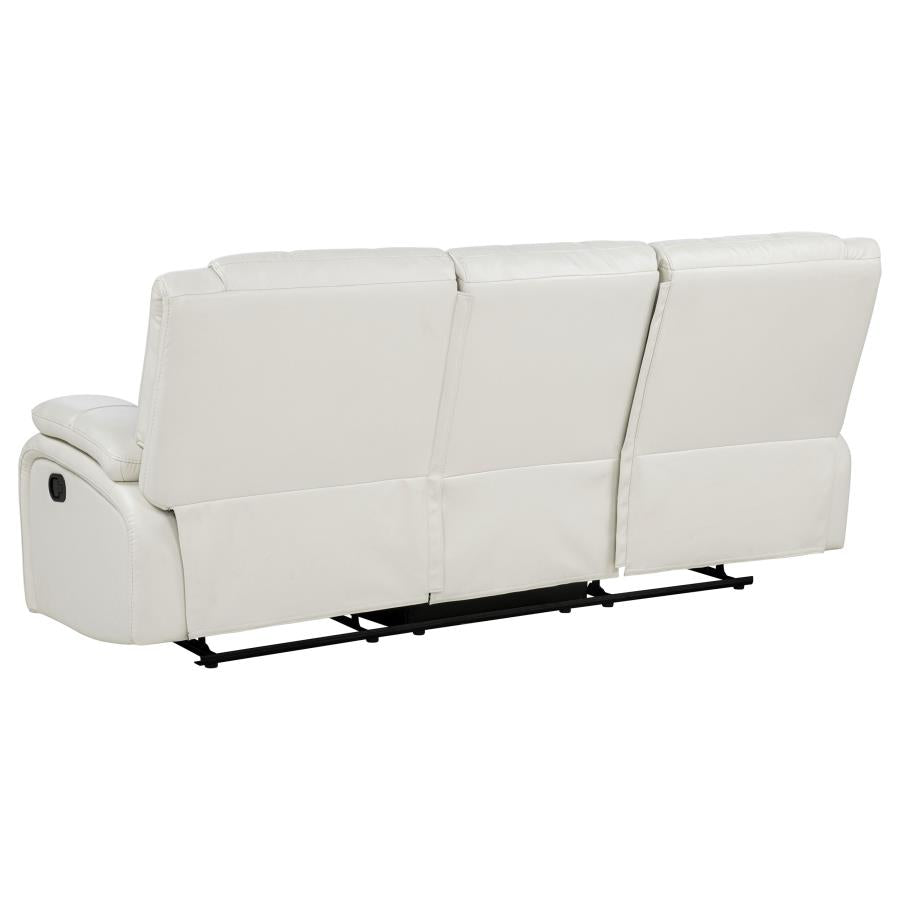 Camila 3 Piece White Upholstered Reclining Sofa Set