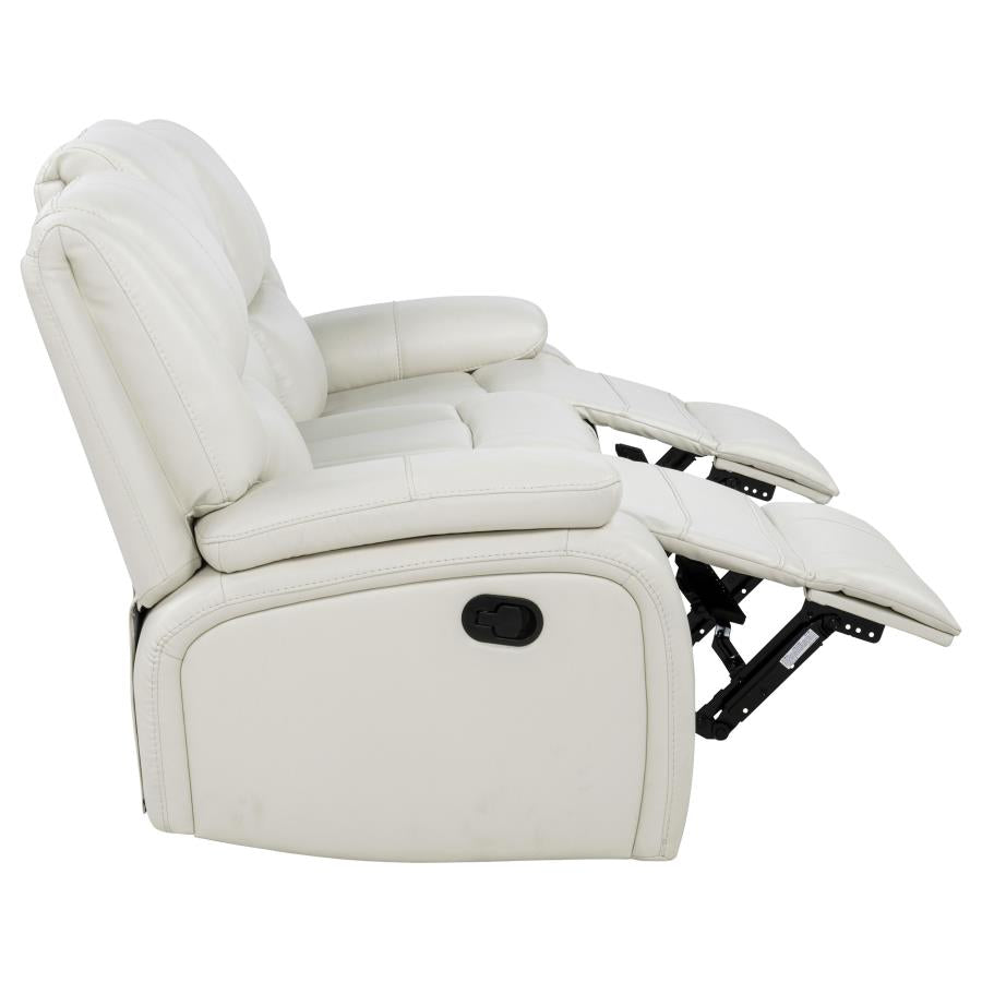 Camila 3 Piece White Upholstered Reclining Sofa Set
