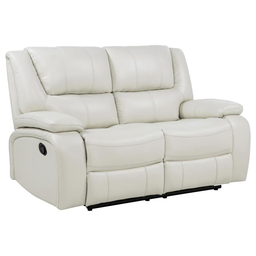 Camila 3 Piece White Upholstered Reclining Sofa Set