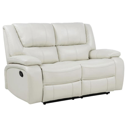 Camila 3 Piece White Upholstered Reclining Sofa Set