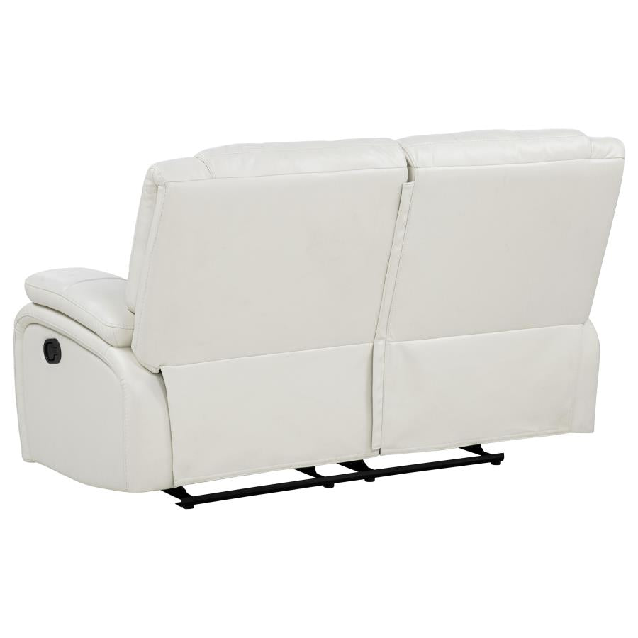 Camila 3 Piece White Upholstered Reclining Sofa Set