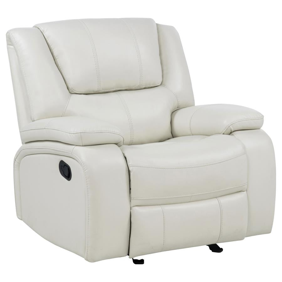Camila 3 Piece White Upholstered Reclining Sofa Set