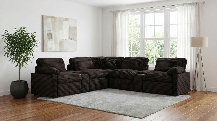 Collins 7 Piece Chocolate Brown Modular Power Reclining Sectional