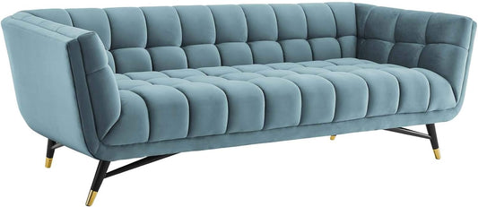 Adept Performance Velvet Sofa Sea Blue