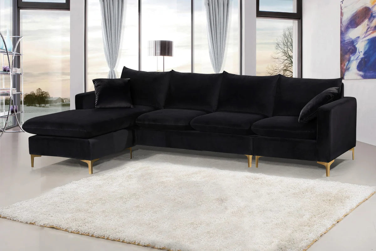 Naomi Velvet Upholstered Reversible Sectional – Luxe Looks Everyday Comfort